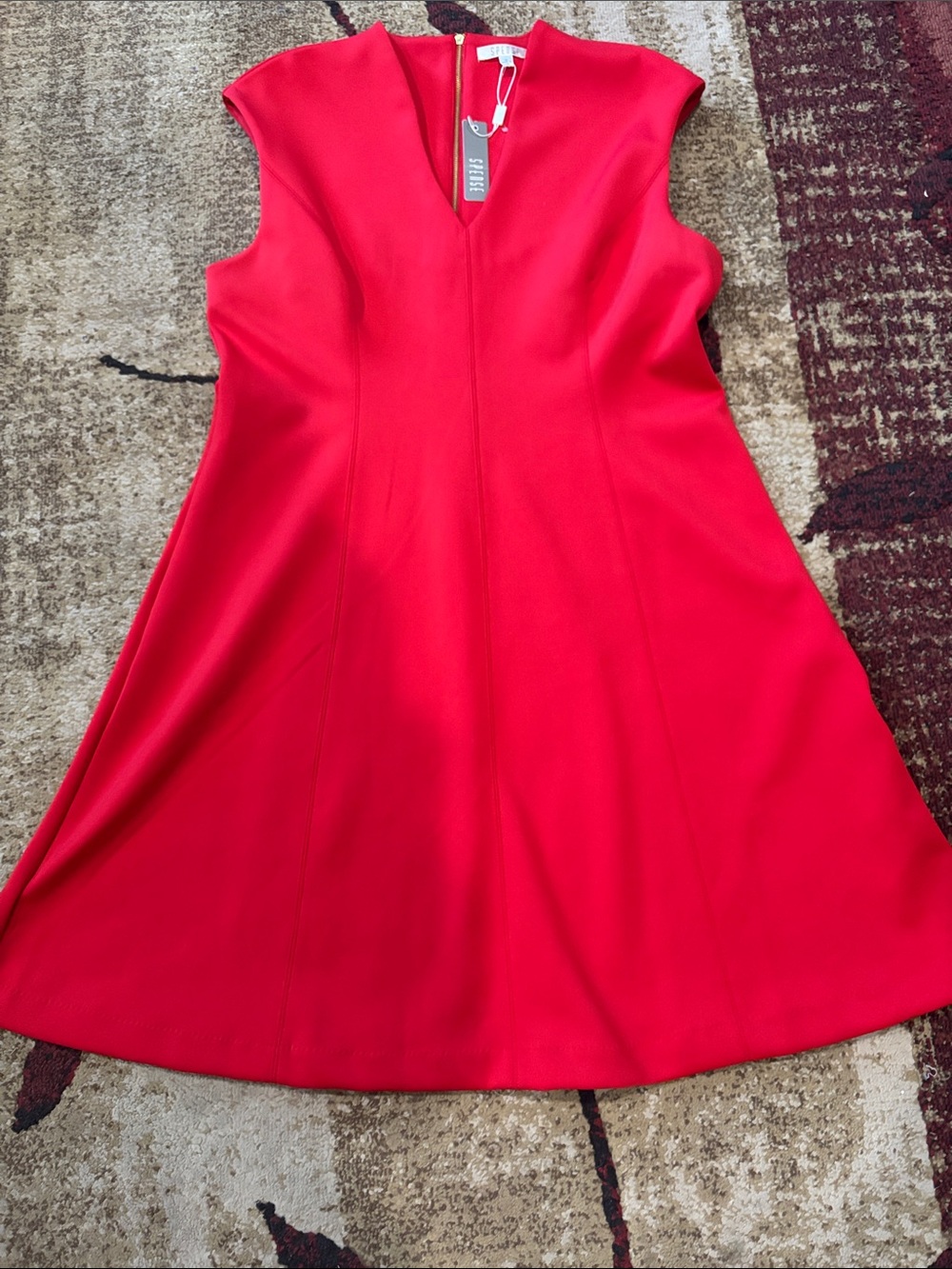 Spense Red V-Neck Midi Dress